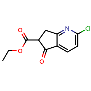 Chemical structure of ethyl 2-chloro-5-oxo-6,7-dihydro-5H-cyclopenta[b]pyridine-6-carboxylate , CAS 41598-57-6, AChemBlock S86983