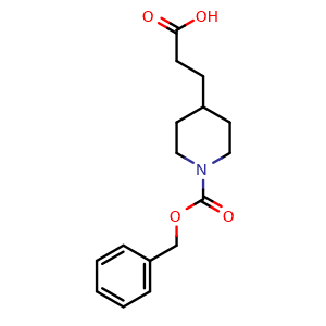 Chemical structure of 3-(1-((benzyloxy)carbonyl)piperidin-4-yl)propanoic acid , CAS 63845-33-0, AChemBlock S87001