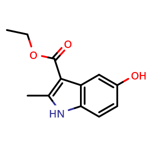 Chemical structure of ethyl 5-hydroxy-2-methyl-1H-indole-3-carboxylate , CAS 7598-91-6, AChemBlock S87009