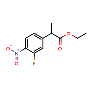 Chemical structure of ethyl 2-(3-fluoro-4-nitrophenyl)propanoate , CAS 78543-07-4, AChemBlock S87014