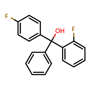 Chemical structure of (2-fluorophenyl)(4-fluorophenyl)(phenyl)methanol , CAS 128092-72-8, AChemBlock S87026