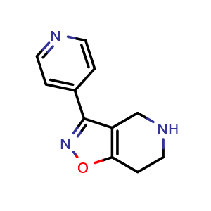 Chemical structure of 3-(pyridin-4-yl)-4,5,6,7-tetrahydroisoxazolo[4,5-c]pyridine , CAS 1190971-47-1, AChemBlock S87082