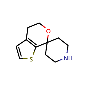 Chemical structure of 4',5'-dihydrospiro[piperidine-4,7'-thieno[2,3-c]pyran] , CAS 1283095-47-5, AChemBlock S87093