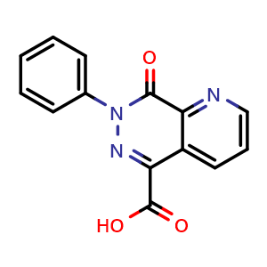 Chemical structure of 8-oxo-7-phenyl-7,8-dihydropyrido[2,3-d]pyridazine-5-carboxylic acid , CAS 13694-12-7, AChemBlock S87098