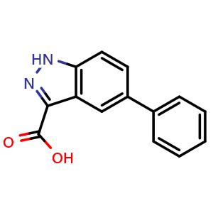 Chemical structure of 5-phenyl-1H-indazole-3-carboxylic acid , CAS 1422982-27-1, AChemBlock S87102