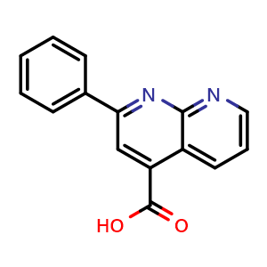 Chemical structure of 2-phenyl-1,8-naphthyridine-4-carboxylic acid , CAS 298189-53-4, AChemBlock S87118