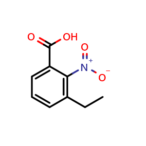 Chemical structure of 3-ethyl-2-nitrobenzoic acid , CAS 35193-44-3, AChemBlock S87126