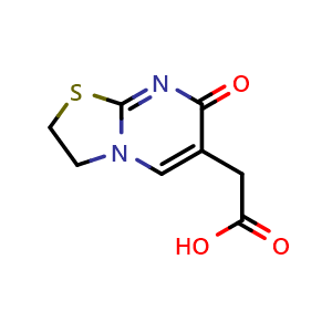 Chemical structure of 2-(7-oxo-2,3-dihydro-7H-thiazolo[3,2-a]pyrimidin-6-yl)acetic acid , CAS 51068-07-6, AChemBlock S87133
