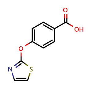 Chemical structure of 4-(thiazol-2-yloxy)benzoic acid , CAS 56355-20-5, AChemBlock S87140