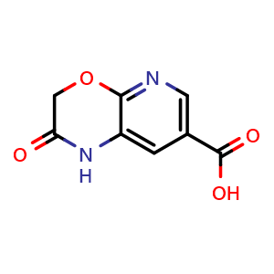 Chemical structure of 2-oxo-2,3-dihydro-1H-pyrido[2,3-b][1,4]oxazine-7-carboxylic acid , CAS 615568-49-5, AChemBlock S87144