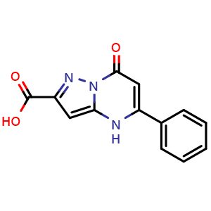 Chemical structure of 7-oxo-5-phenyl-4,7-dihydropyrazolo[1,5-a]pyrimidine-2-carboxylic acid , CAS 632365-48-1, AChemBlock S87146