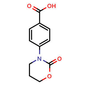 Chemical structure of 4-(2-oxo-1,3-oxazinan-3-yl)benzoic acid , CAS 766556-62-1, AChemBlock S87150