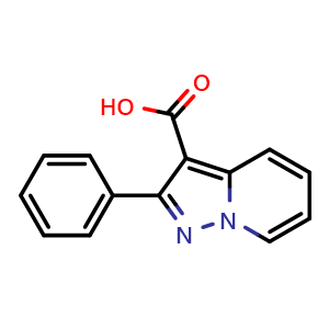 Chemical structure of 2-Phenylpyrazolo[1,5-a]pyridine-3-carboxylic acid , CAS 80537-07-1, AChemBlock S87154