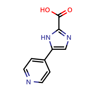Chemical structure of 5-(pyridin-4-yl)-1H-imidazole-2-carboxylic acid , CAS 859076-83-8, AChemBlock S87157