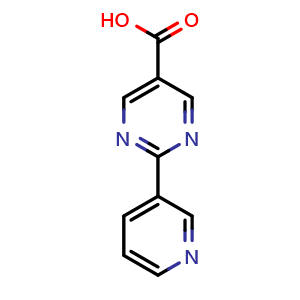Chemical structure of 2-(pyridin-3-yl)pyrimidine-5-carboxylic acid , CAS 933988-20-6, AChemBlock S87171
