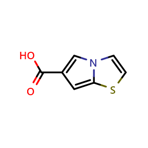 Chemical structure of pyrrolo[2,1-b]thiazole-6-carboxylic acid , CAS 956293-18-8, AChemBlock S87176