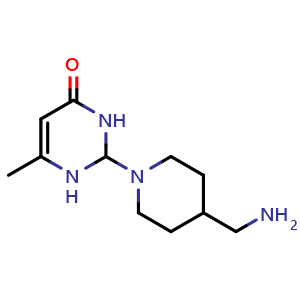 Chemical structure of 2-(4-(aminomethyl)piperidin-1-yl)-6-methyl-2,3-dihydropyrimidin-4(1H)-one , CAS 2743526-26-1, AChemBlock S87186