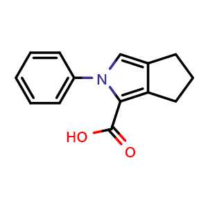 Chemical structure of 2-phenyl-2,4,5,6-tetrahydrocyclopenta[c]pyrrole-1-carboxylic acid , CAS 2741245-41-8, AChemBlock S87190