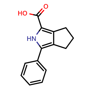 Chemical structure of 3-phenyl-2,4,5,6-tetrahydrocyclopenta[c]pyrrole-1-carboxylic acid , CAS 1501711-01-8, AChemBlock S87195