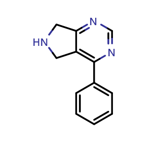 Chemical structure of 4-phenyl-6,7-dihydro-5H-pyrrolo[3,4-d]pyrimidine , CAS 1369153-36-5, AChemBlock S87199