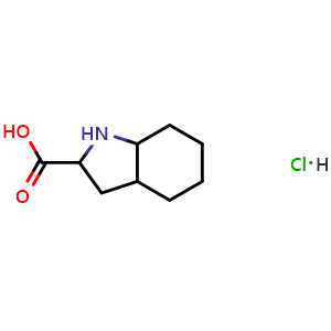 Chemical structure of octahydro-1H-indole-2-carboxylic acid hydrochloride , CAS 1004292-98-1, AChemBlock S87208