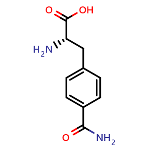 Chemical structure of (S)-2-amino-3-(4-carbamoylphenyl)propanoic acid , CAS 223593-04-2, AChemBlock S87236