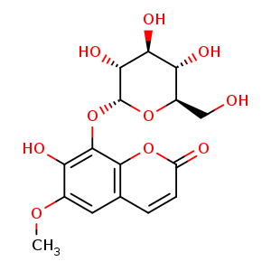 Chemical structure of Fraxin , CAS 524-30-1, AChemBlock S87279