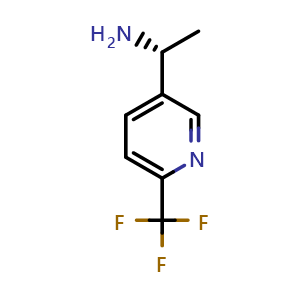 Chemical structure of (R)-1-(6-(trifluoromethyl)pyridin-3-yl)ethan-1-amine , CAS 1071435-61-4, AChemBlock S87347