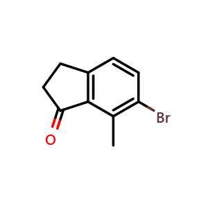 Chemical structure of 6-bromo-7-methyl-2,3-dihydro-1H-inden-1-one , CAS 1071727-49-5, AChemBlock S87348