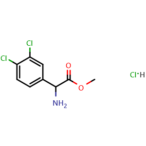 Chemical structure of methyl 2-amino-2-(3,4-dichlorophenyl)acetate hydrochloride , CAS 1078611-21-8, AChemBlock S87349