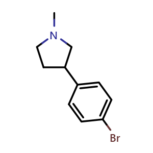 Chemical structure of 3-(4-bromophenyl)-1-methylpyrrolidine , CAS 1088410-99-4, AChemBlock S87356