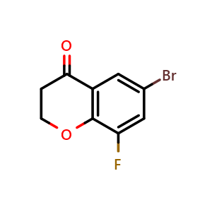 Chemical structure of 6-bromo-8-fluorochroman-4-one , CAS 1092348-68-9, AChemBlock S87360