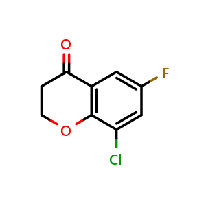 Chemical structure of 8-chloro-6-fluorochroman-4-one , CAS 1092349-40-0, AChemBlock S87361
