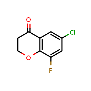 Chemical structure of 6-chloro-8-fluorochroman-4-one , CAS 1092350-27-0, AChemBlock S87363