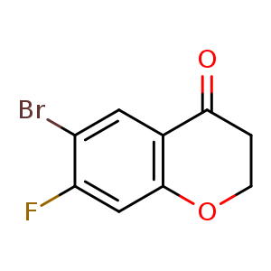 Chemical structure of 6-bromo-7-fluorochroman-4-one , CAS 1092350-30-5, AChemBlock S87364