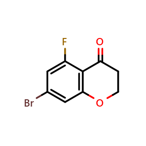 Chemical structure of 7-bromo-5-fluorochroman-4-one , CAS 1092350-58-7, AChemBlock S87366