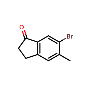 Chemical structure of 6-bromo-5-methyl-2,3-dihydro-1H-inden-1-one , CAS 1147548-82-0, AChemBlock S87384