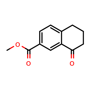 Chemical structure of methyl 8-oxo-5,6,7,8-tetrahydronaphthalene-2-carboxylate , CAS 116047-26-8, AChemBlock S87391