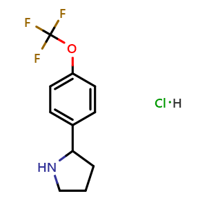 Chemical structure of 2-(4-(Trifluoromethoxy)phenyl)pyrrolidine hydrochloride , CAS 1185121-45-2, AChemBlock S87401