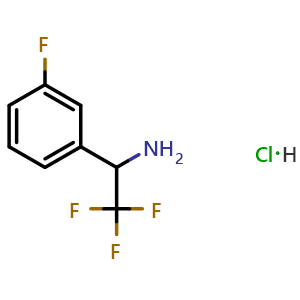 Chemical structure of 2,2,2-trifluoro-1-(3-fluorophenyl)ethan-1-amine hydrochloride , CAS 1185302-13-9, AChemBlock S87402