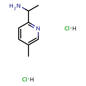 Chemical structure of 1-(5-methylpyridin-2-yl)ethan-1-amine dihydrochloride , CAS 1187931-95-8, AChemBlock S87404