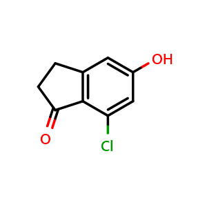 Chemical structure of 7-chloro-5-hydroxy-2,3-dihydro-1H-inden-1-one , CAS 1199782-69-8, AChemBlock S87416