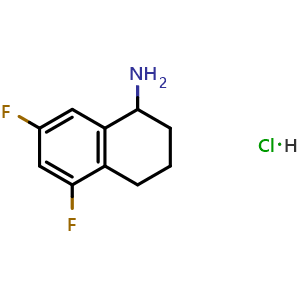 Chemical structure of 5,7-Difluoro-1,2,3,4-tetrahydronaphthalen-1-amine hydrochloride , CAS 1199783-14-6, AChemBlock S87420