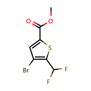 Chemical structure of methyl 4-bromo-5-(difluoromethyl)thiophene-2-carboxylate , CAS 1207557-47-8, AChemBlock S87425