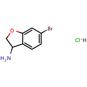 Chemical structure of 6-bromo-2,3-dihydrobenzofuran-3-amine hydrochloride , CAS 1215339-86-8, AChemBlock S87452