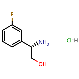 Chemical structure of (S)-2-amino-2-(3-fluorophenyl)ethan-1-ol hydrochloride , CAS 1240480-36-7, AChemBlock S87470