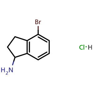 Chemical structure of 4-bromo-2,3-dihydro-1H-inden-1-amine hydrochloride , CAS 1251922-71-0, AChemBlock S87478