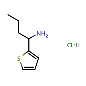 Chemical structure of 1-(thiophen-2-yl)butan-1-amine hydrochloride , CAS 1255718-30-9, AChemBlock S87483