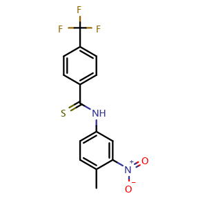 Chemical structure of N-(4-methyl-3-nitrophenyl)-4-(trifluoromethyl)benzothioamide , CAS 1257095-63-8, AChemBlock S87486