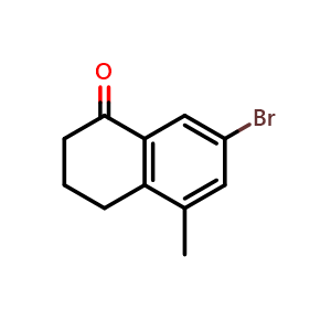 Chemical structure of 7-bromo-5-methyl-3,4-dihydronaphthalen-1(2H)-one , CAS 1260011-04-8, AChemBlock S87496